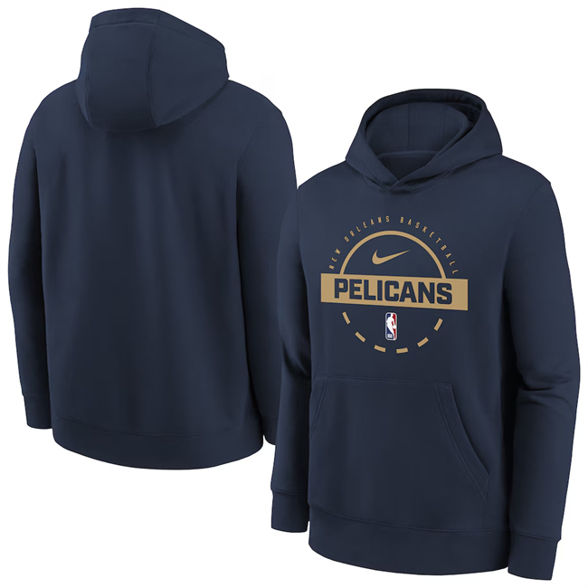 Men's New Orleans Pelicans Navy 2025/26 Practice Club Pullover Hoodie